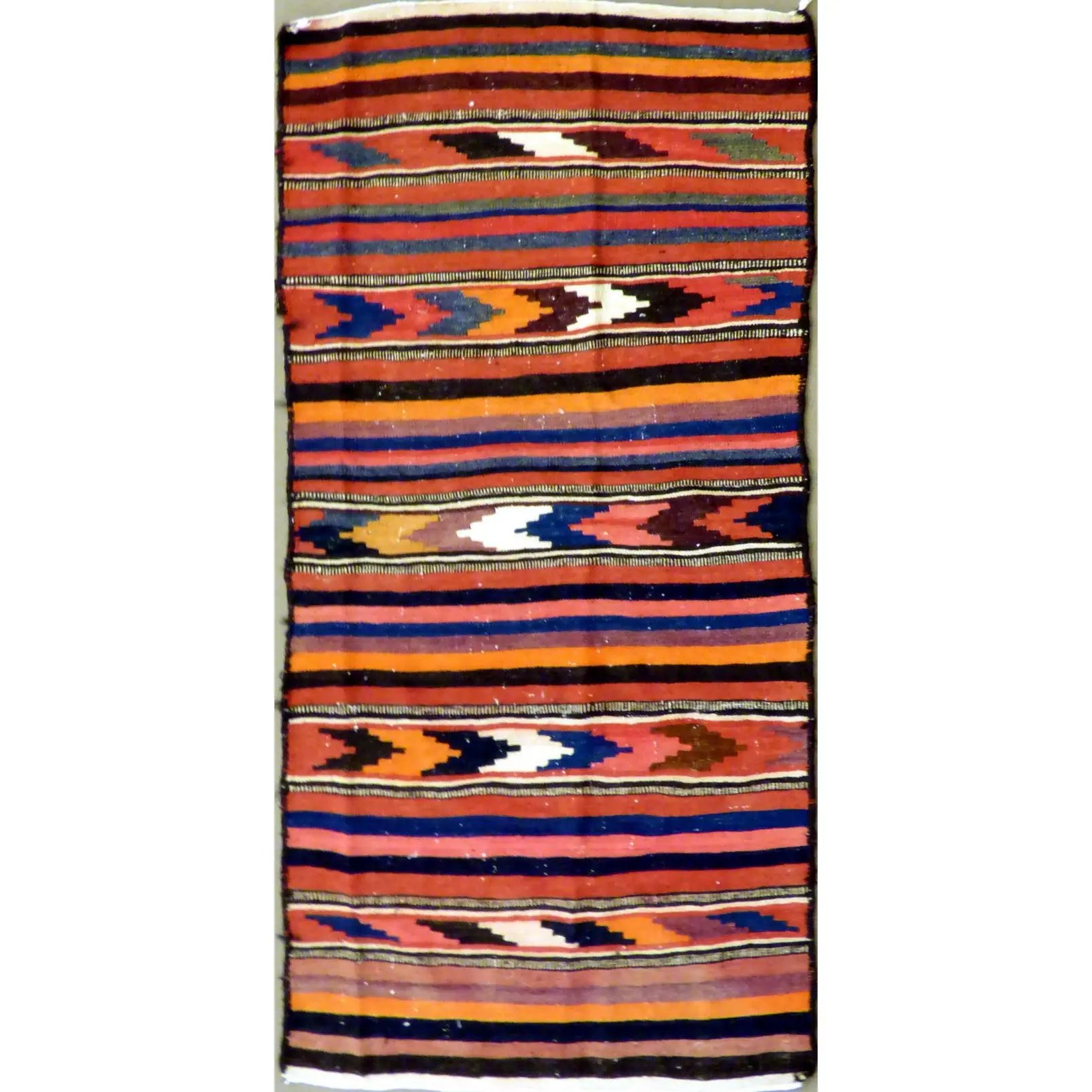One Of The Kind Authentic Hand-Knotted Sanandaj Vintage Kilim 6'8" X 6'4"